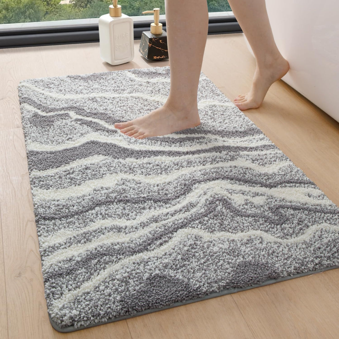 DEXI Badezimmerteppich 60 x 90 cm, Badvorleger rutschfest waschbar, Badematte Mikrofaser Saugfähig,