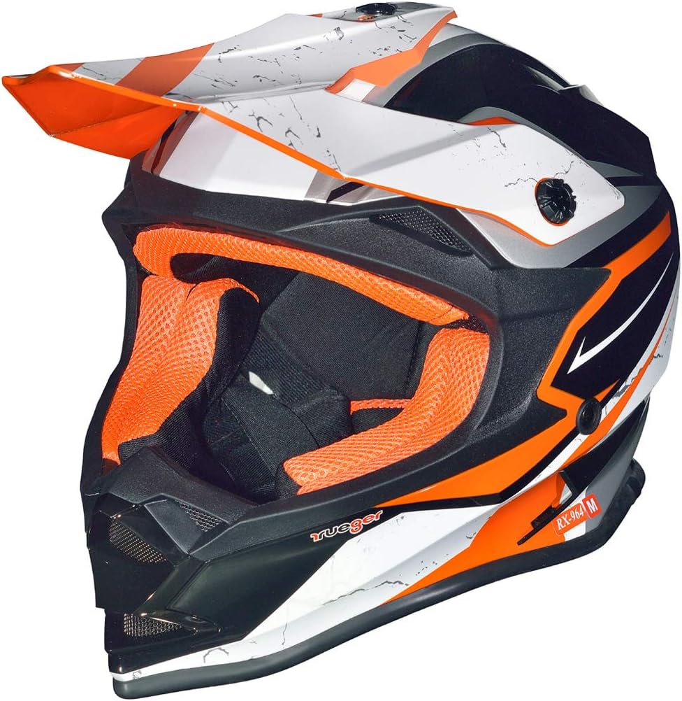 RK-652 Kinder Crosshelm Endurohelm Motorradhelm Roller Quad Helm Kinderhelm Light Orange L (59-60),