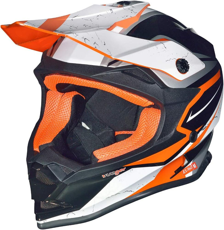 RK-652 Kinder Crosshelm Endurohelm Motorradhelm Roller Quad Helm Kinderhelm Light Orange L (59-60),