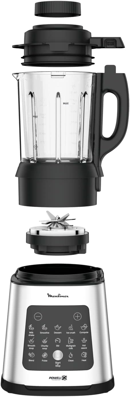Moulinex PerfectMix Cook, Standmixer mit 10 automatischen Programmen, 1400 W, bereiten heisse und ka