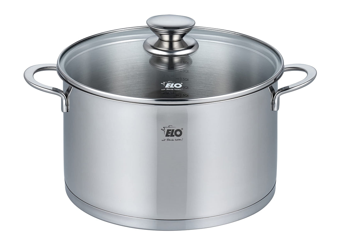 ELO 72555 Fleischtopf 24 cm mit Glasdeckel Serie Galant, Induktion, Edelstahl hochglänzend, mit Lite