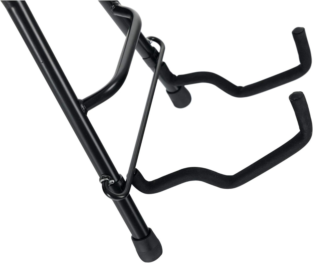 Rocktile Gitarrenhocker mit Gitarrenhalter - Hocker und Ständer in einem - rechteckige Sitzfläche -