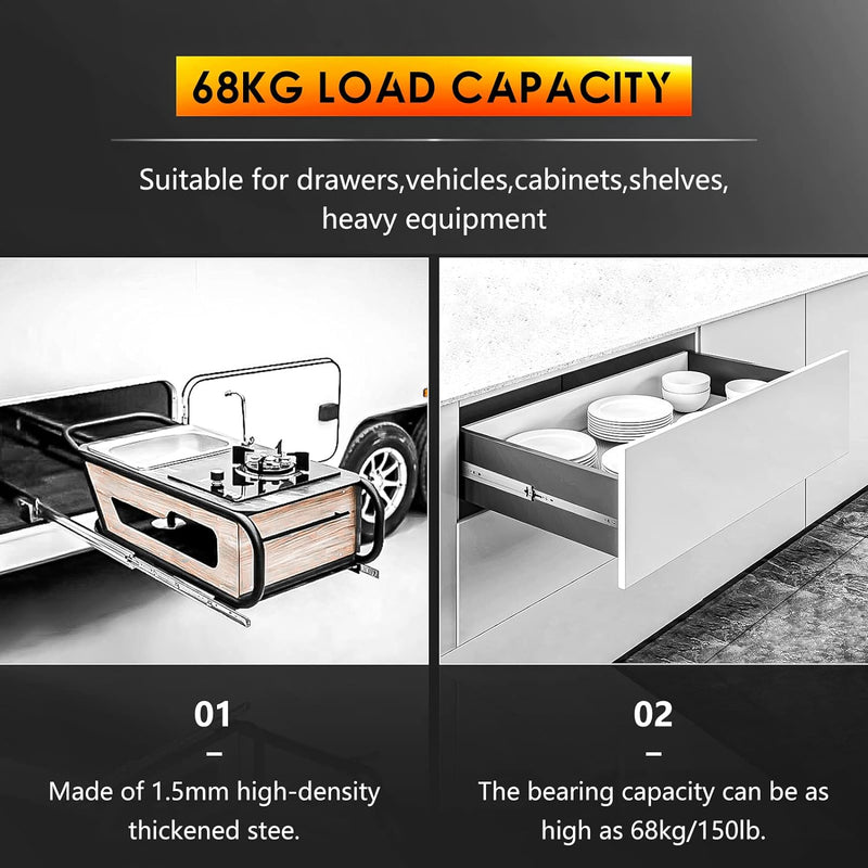 AOLISHENG Schwere Schubladenschienen Vollauszug 750 mm Kugellager schubladenführungen 50 kg Tragkraf
