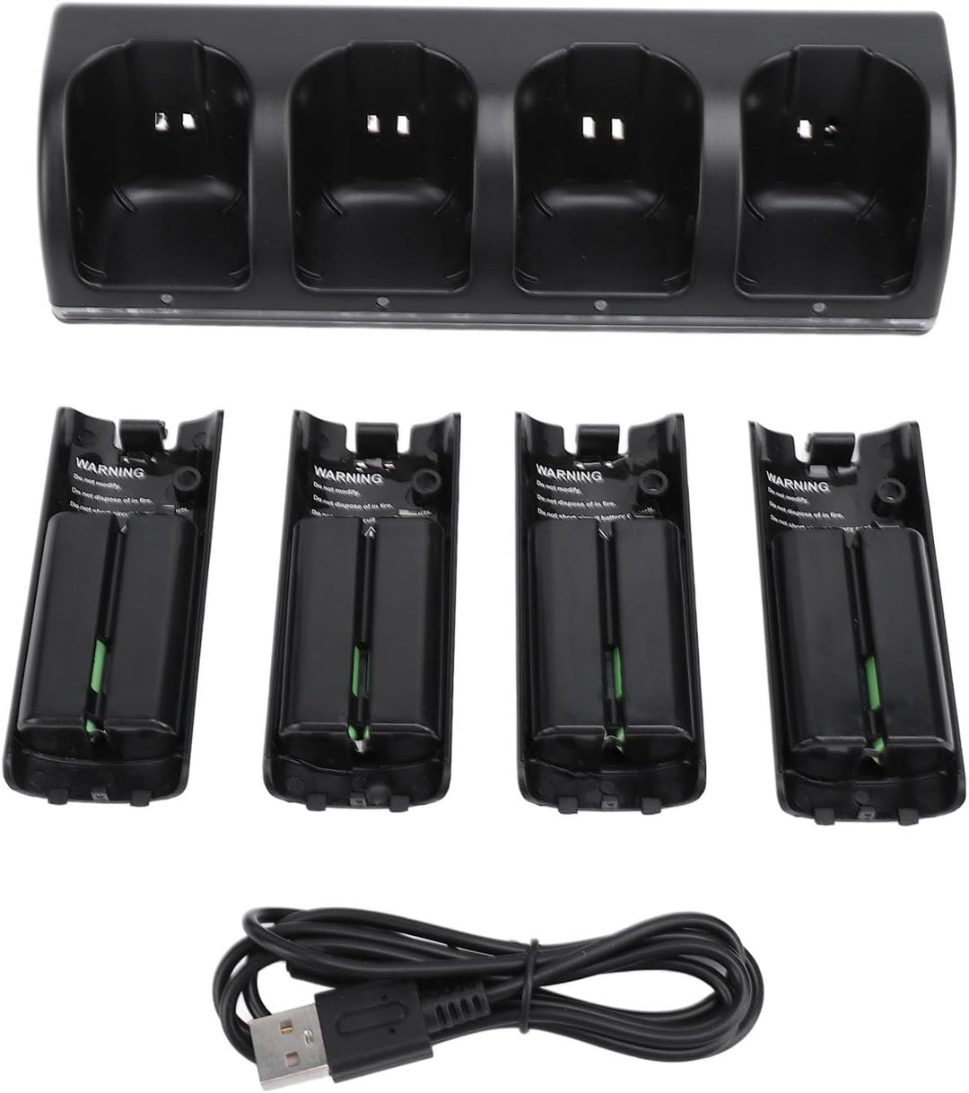 Fernbedienungs-Ladegerät, 4-in-1-Ladestation mit 4 Wiederaufladbaren 2800-mAh-Batterien, mit LED-Anz