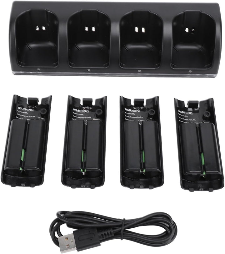 Fernbedienungs-Ladegerät, 4-in-1-Ladestation mit 4 Wiederaufladbaren 2800-mAh-Batterien, mit LED-Anz