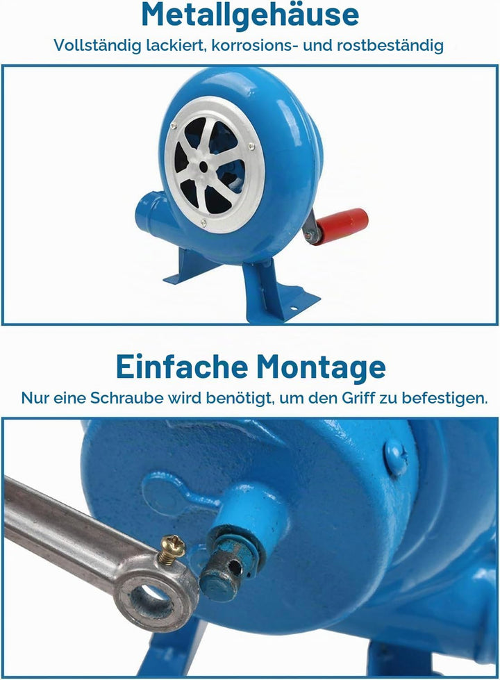 LegendTech Handkurbel-Schmiede-Gebläse, Eisengetriebe, Popcorn-Ventilator, manueller Ventilator, man