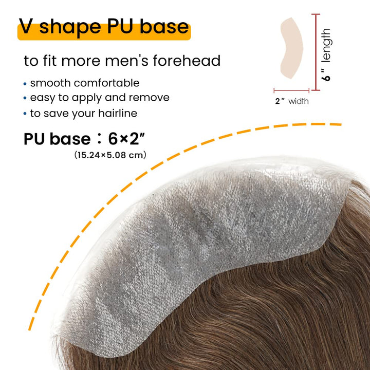 Lordhair Toupet Herren - Europäisches Echthaar Toupet, V-LOOP Skin Toupet für Männer, Toupet Echthaa