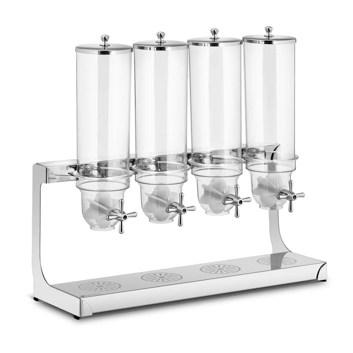 Royal Catering RCCS-3.5LSS4 Müslispender 4 x 3,5 L 4 Behälter Cerealienspender Cornflakes Spender Mü