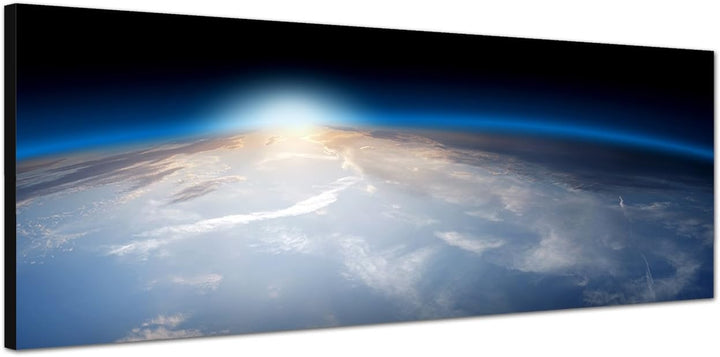 Paul Sinus Art Panoramabild auf Leinwand und Keilrahmen 150x50cm Weltall Planet Erde Sonne