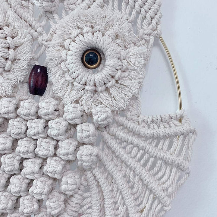 YSGLIFE 2 x Eulen Makramee Wandbehang Wanddekoration Handgefertigt Boho Ornament Wandkunst Aufhänger