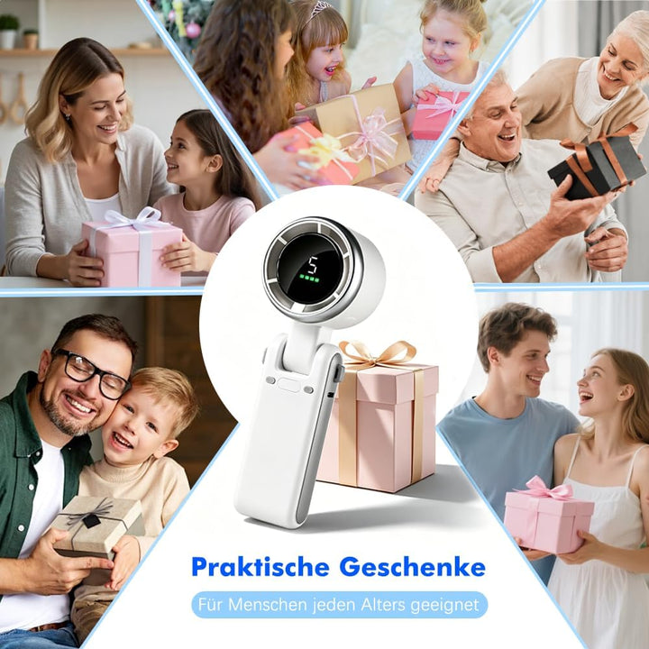 HOAMZ Handventilator, Tragbarer Mini Ventilator, Wiederaufladbar, Kleiner Taschenventilator Mit 5 Ge