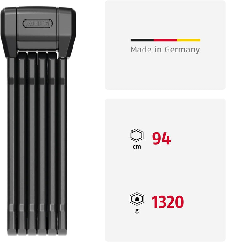 ABUS Faltschloss Bordo 6200K 90 SH - Flexibles Fahrradschloss mit Halterung - Schlosskörper lässt Si