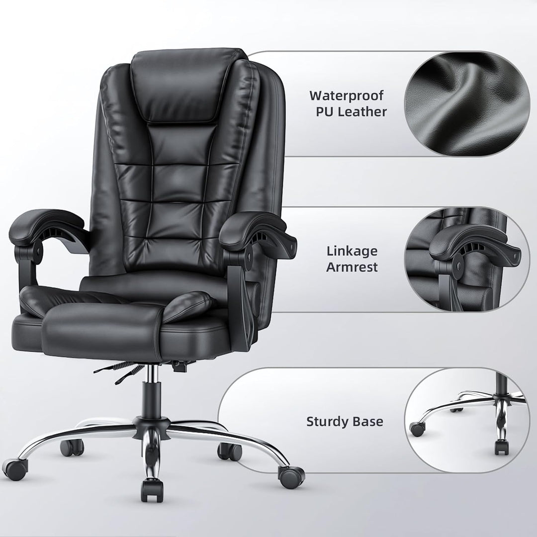 naspaluro Chefsessel Bürostuhl Ergonomischer PU-Leder Drehstuhl Hochlehner, Höhenverstellbarer Schre