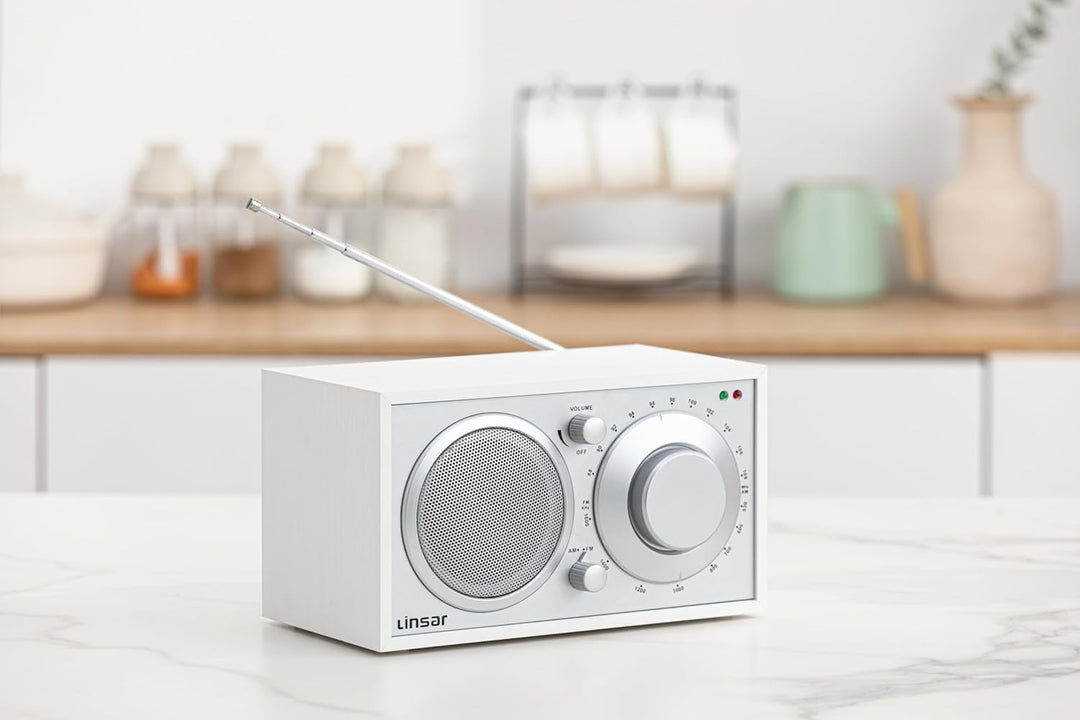 Küchenradio - Zeitloses Holz-Design, Nostalgie - Analoge Einstellung AM/FM, Eingebauter Mono-Lautspr