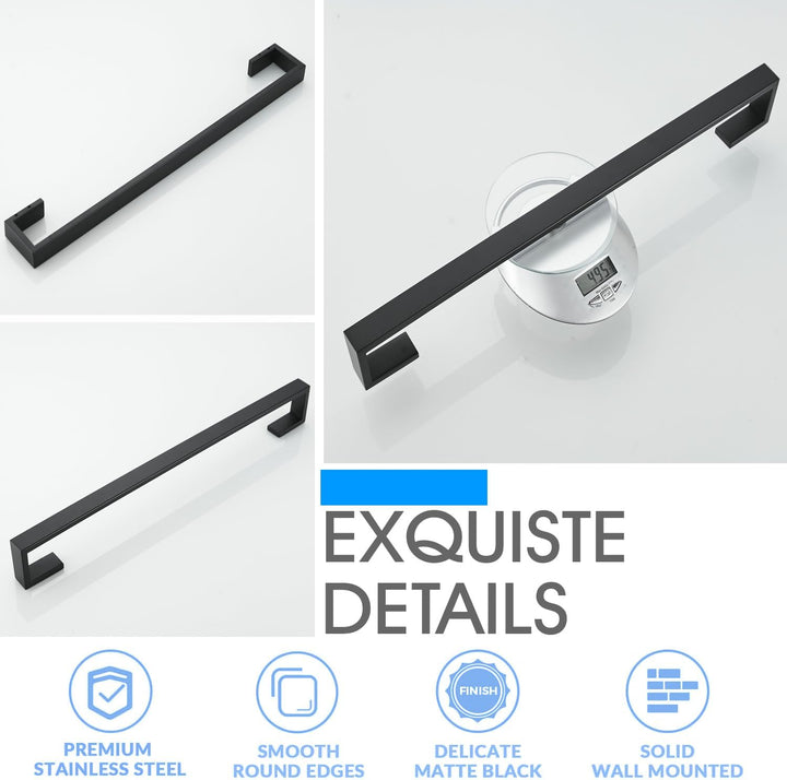 62cm Handtuchstange, Schwarz Matt, aus 304 Edelstah Wand Handtuchhalter, Schwarz Matt
