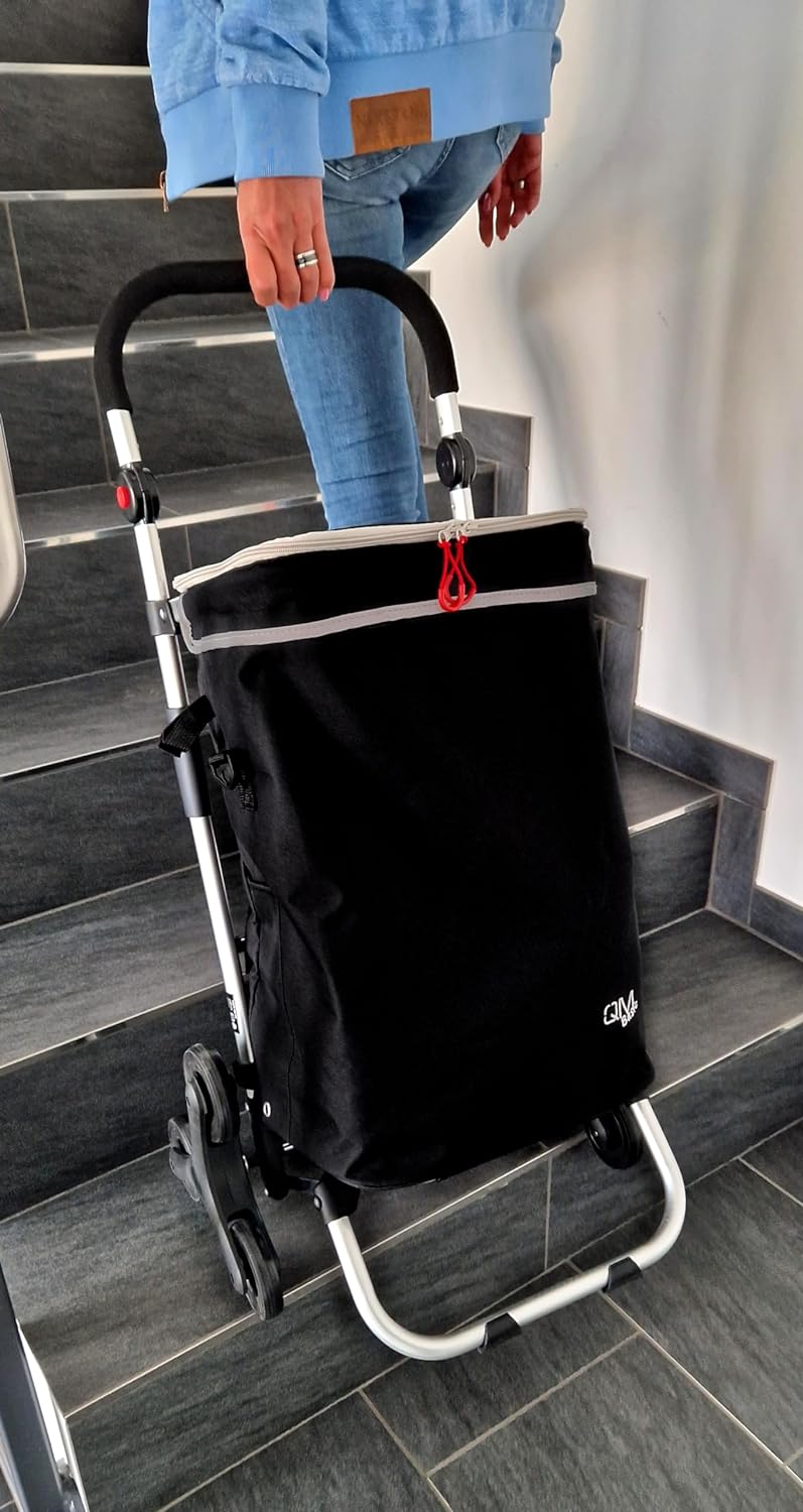 Einkaufstrolley Black-Line klappbar mit Kühlfach | Treppensteiger Shopping-Trolley Roller, grosse Ka