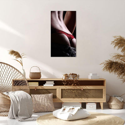 Bilder auf Leinwand 55x100cm Leinwandbild mit Rahmen Frau Körper String Gross Wanddeko Bild Schlafzi