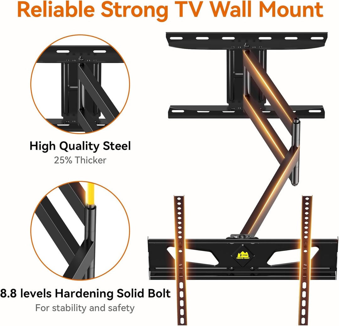 TV Wandhalterung Schwenkbar 90 Grad FORGING MOUNT TV Halterung für 32-65 Zoll Fernseher, 910mm Extra