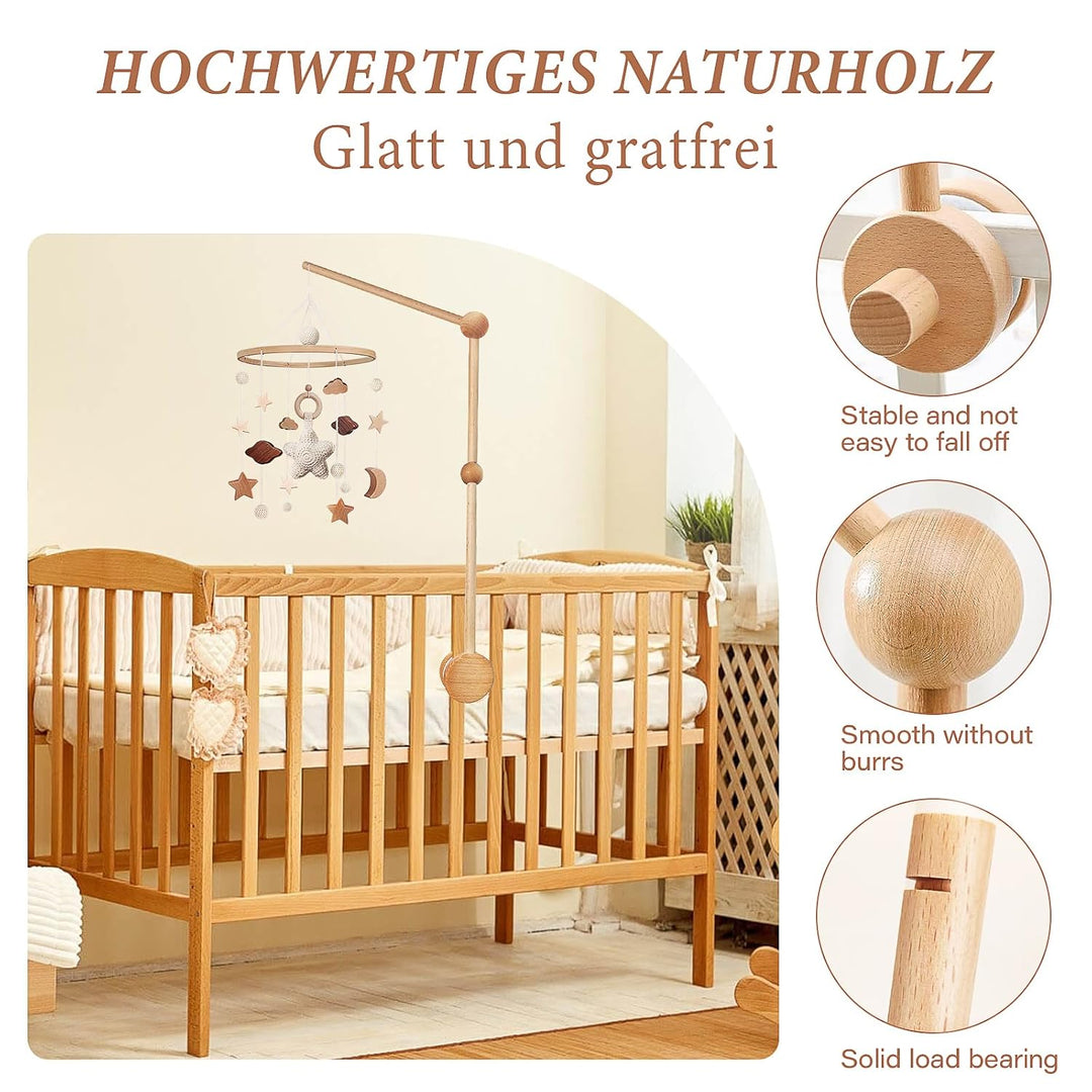Mobile Halterung für Babybett, Holz Mobile Halterung Wickeltisch für Aufhängung Mobile baby, Geburt