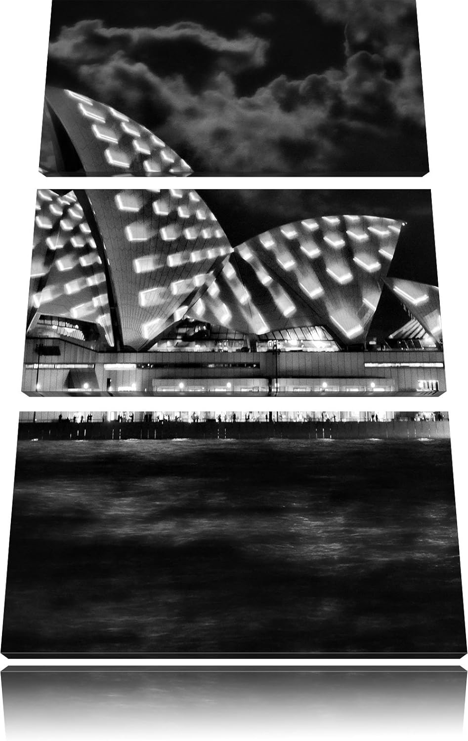 Pixxprint Sydney Opera House bei Nacht als Leinwandbild/Grösse: 3 Teilig (120x80) cm/Wandbild/Kunstd
