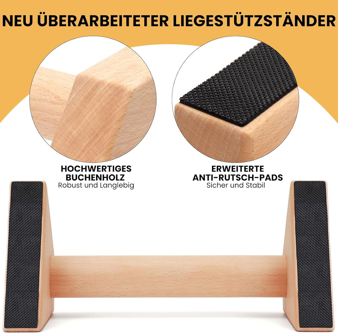 Liegestützgriffe 2 Push Up Bars Holz Parallettes gelenkschonende Liegestützgriffe Calisthenics Equip