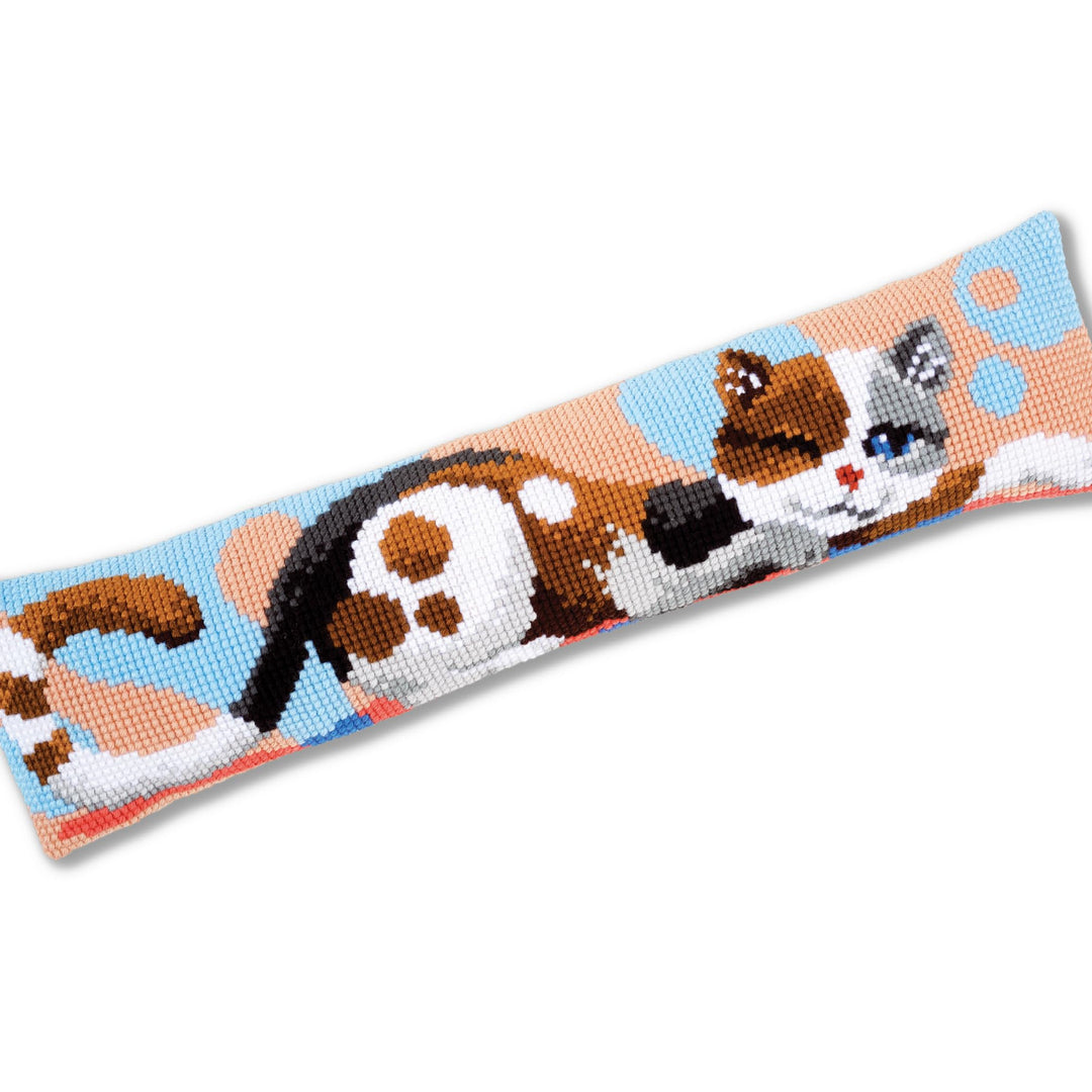 Vervaco Stickpackung für Zugluftstopper vorgedruckt Kreuzstich, Baumwolle, weiss, 80 x 20 x 0,3 cm