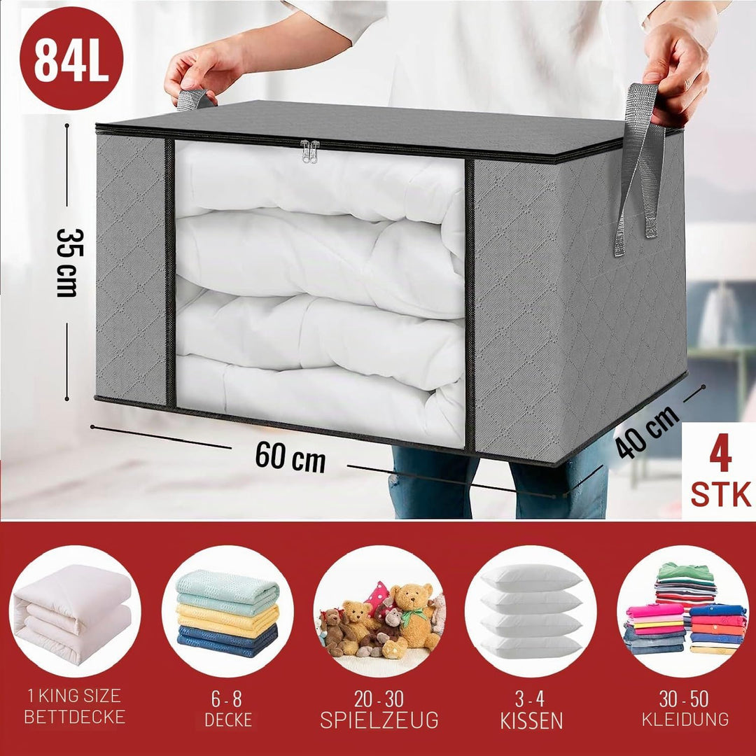 edihome, Aufbewahrungstasche, (4 Stück), Kleideraufbewahrung, Kleiderschrank organizar, Unterbett Au