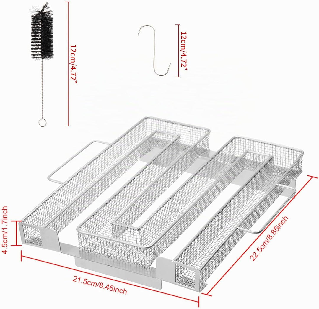 UIEEGPG Kaltrauchgenerator aus Edelstahl, Sparbrand Kaltraucherzeuger Mit Griffen Bürste + Haken für