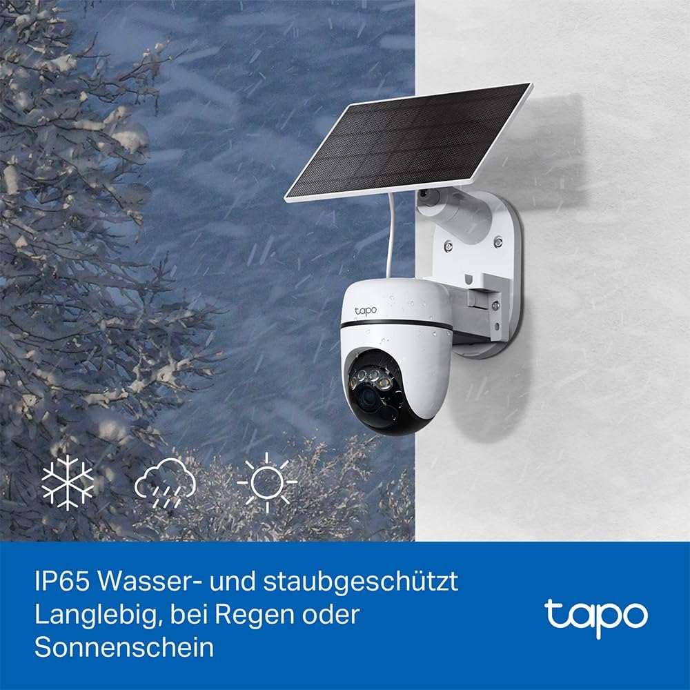 Tapo C610 KIT 2K 360° Solar Überwachungskamera Aussen (Akku 6700 mAh, Farbnachtsicht, WLAN 2,4 GHz,
