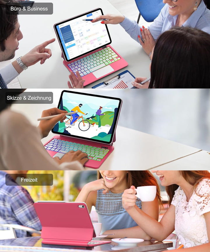 JADEMALL Magic Keyboard Für iPad A16 11/10. Gen mit TP &amp; Beleuchtung QWERTZ | Magic Keyboard für iPa