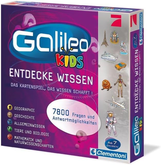 Clementoni Galileo Kids Das grosse Wissens-Quiz - Lehrreiches Kartenspiel Frage-Antwort-Spiel ab 7 J