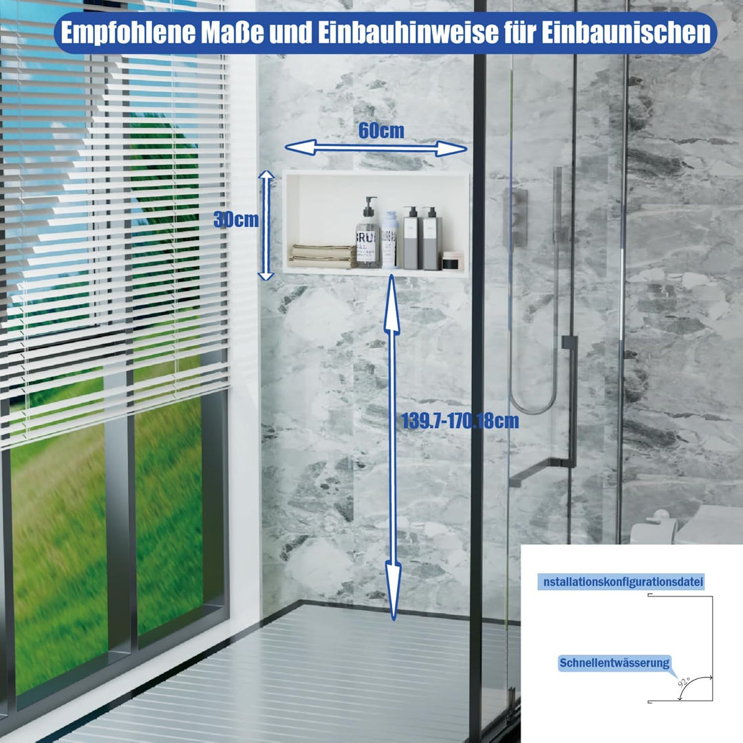Edelstahl Wandnische für Dusche – Einzelne wandmontierte wasserdichte Duschablage, passend für vorha