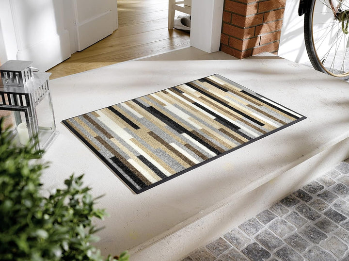 wash+dry Fussmatte, Mikado Stripes Nature 50x75cm, innen und aussen, waschbar 50x75cm Mikado Stripes