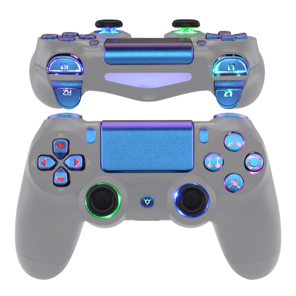 eXtremeRate Tasten für ps4 Knöpfe D-Pad Trigger Thumbsticks Buttons DTFS LED Kit kompatibel mit ps4