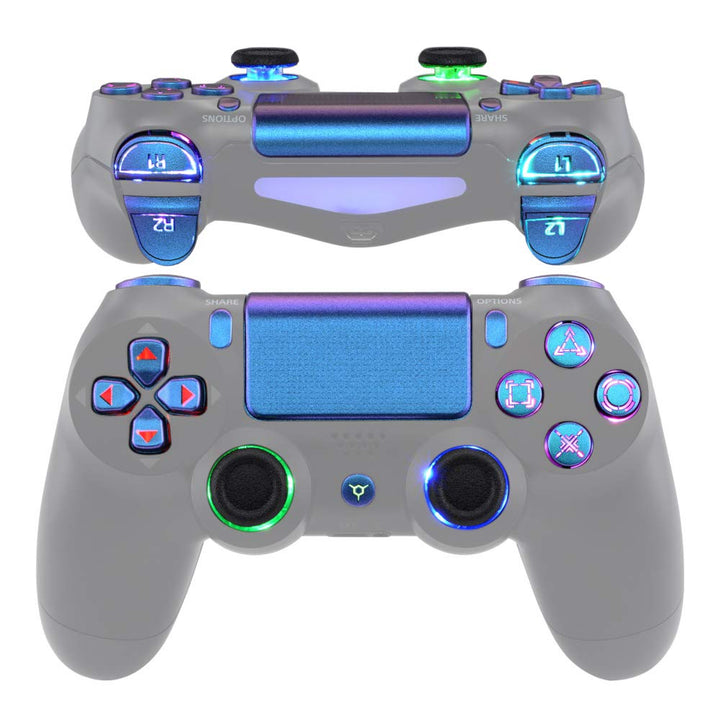 eXtremeRate Tasten für ps4 Knöpfe D-Pad Trigger Thumbsticks Buttons DTFS LED Kit kompatibel mit ps4