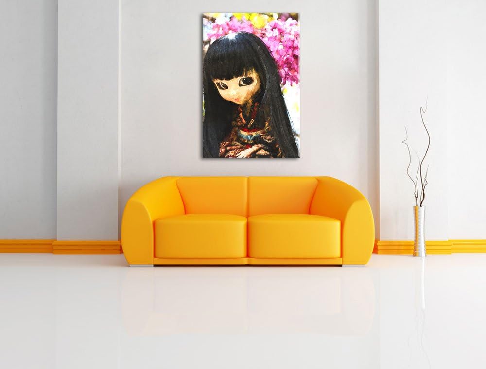 anmutige Geisha Pullip NewArt Format: 100x70 cm auf Leinwand, XXL riesige Bilder fertig gerahmt mit