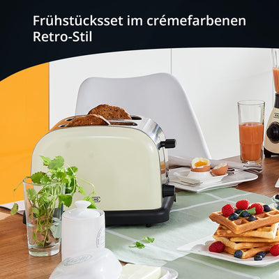 KHG Edelstahl Toaster mit Brötchenaufsatz, 2 Scheiben | 6 Bräunungsstufen mit Bräunungskontrolle, Kr