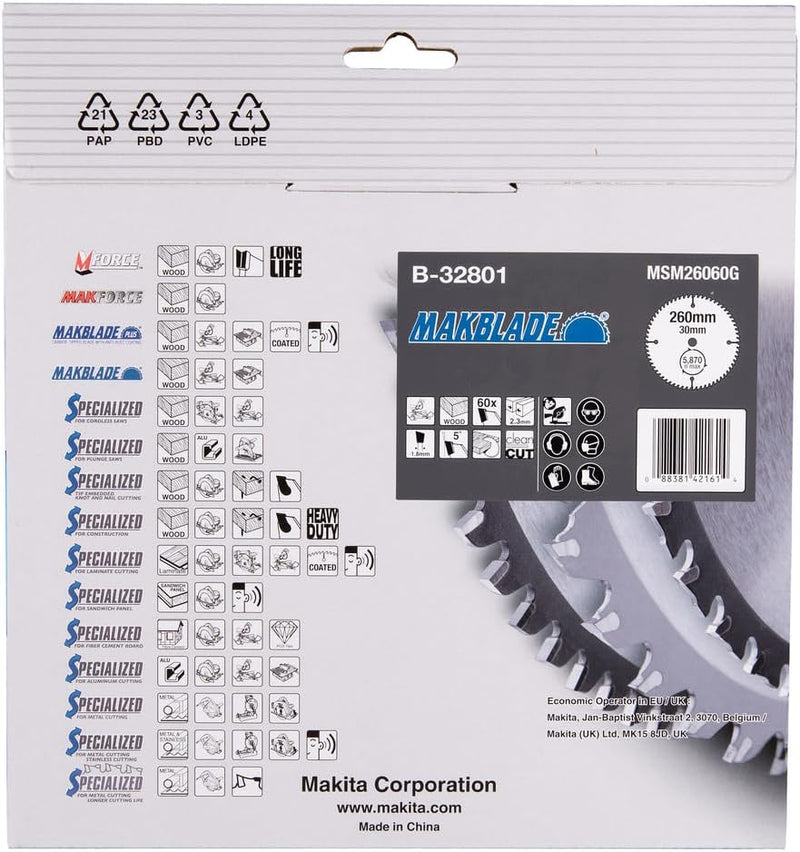 Makita Makblade Saegeblatt, 260 x 30 mm, 60Z, B-32801