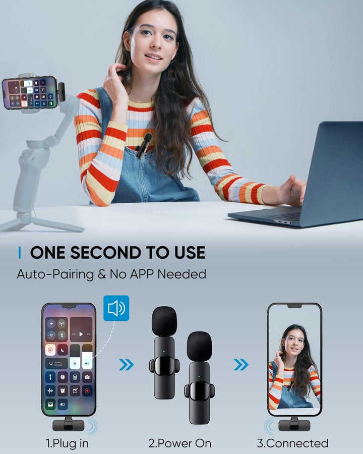 Gilye Mikrofon, Lavalier Mikrofon für iOS/Android, Mini Microphone Plug & Play, Lavalier Mikrofon Wi