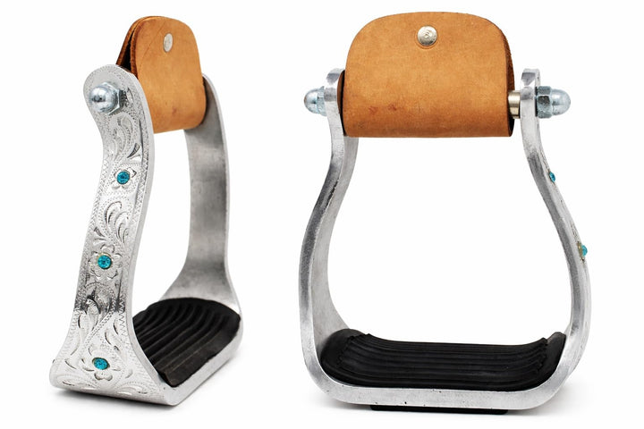 Challenger Westernsattel Aluminium Barrel Racing Steigbügel mit Strass 51148