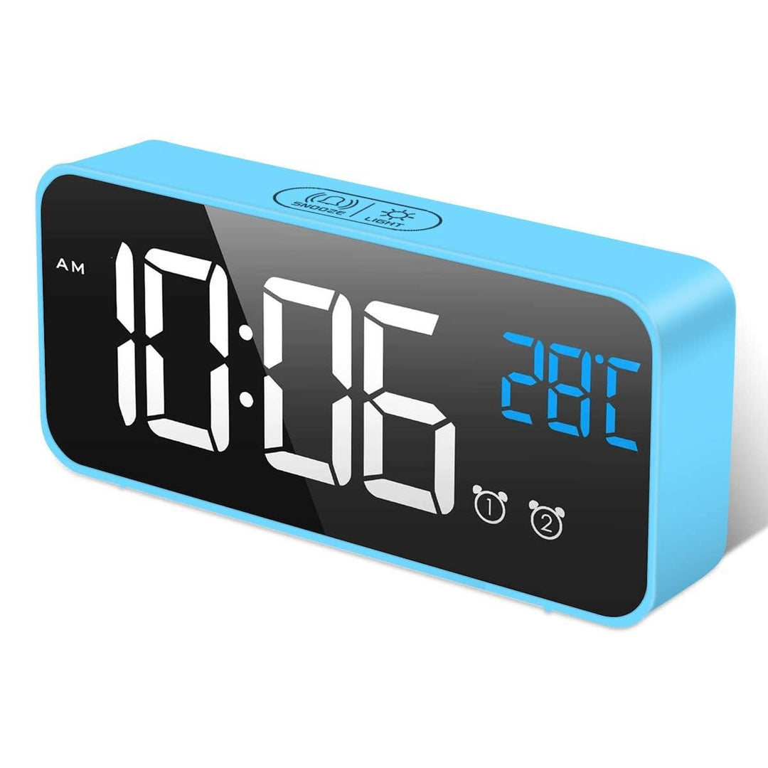 HOMVILLA Wecker, Wecker Digital mit Grosse LED Temperaturanzeige, Digitaler Wecker mit Dual Alarm, S