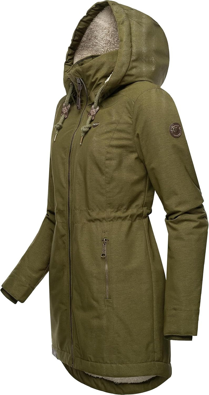 Ragwear Damen Wintermantel Warmer Parka lang wasserdicht mit Abnehmbarer Kapuze Dakkota XS-6XL M Lig