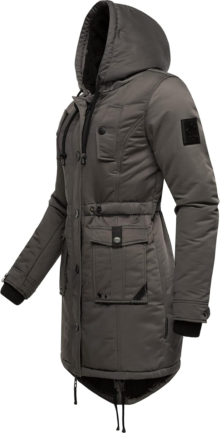 Navahoo Damen Warmer Winterparka mit Kapuze Luluna Prc XS-XXL XS Grau, XS Grau