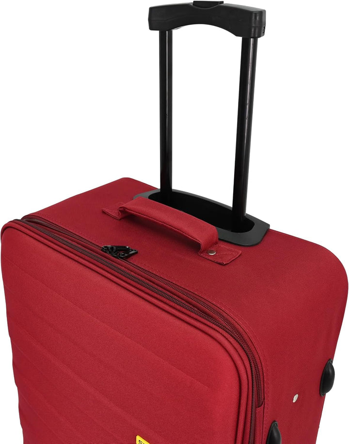 SIGN Stoffkoffer Reisekoffer Trolley (Handgepäck-Mittel-Gross-Set) + 5cm Dehnungsfuge (Weinrot, Hand