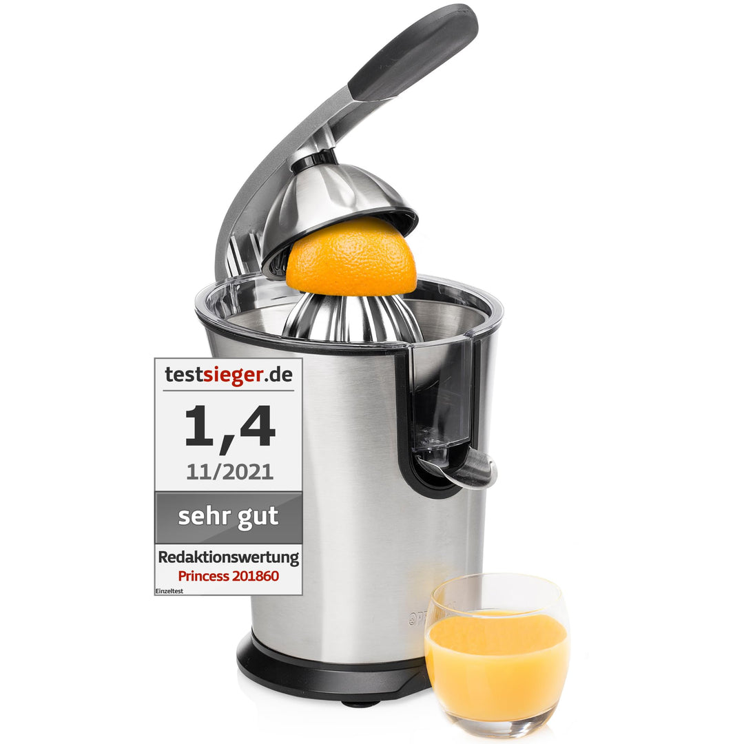 Princess Master Juicer Pro, Edelstahl Presskegel, 300 W Motor, Rostfreier Edelstahl, 201860, Silber