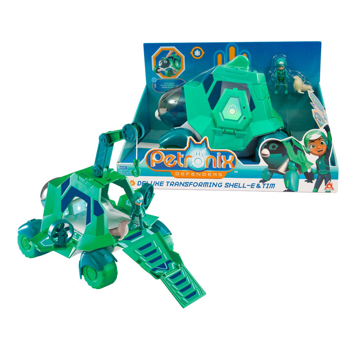 Giochi Preziosi Petronix Defender Shell-E Puppy mit Funktion 20 cm und 7 cm Figur, 20 cm grosse Acti