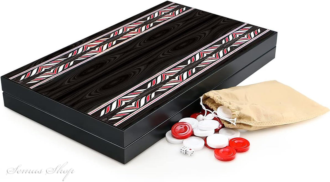 Luxus Trendy Backgammon Tavla XXL Tavla mit Polyester Spielsteine/Schwarz