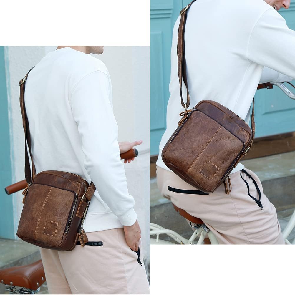 BAIGIO Schultertasche Umhängetasche Herren Leder Vintage Herrentasche Messenger Bag mit Schultergurt