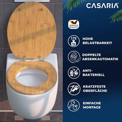 CASARIA® WC Sitz Doppelte Absenkautomatik MDF Holzkern hygienisch Rostfreie Scharniere 175kg Bad Toi