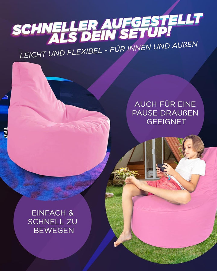 PATCH HOME Gamer Kissen & Lounge Sitzsack – befüllbar mit Reissverschluss, gefüllt mit Styropor, gee